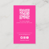 Instagram Foto Raster rosa QR Code Visitenkarte (Rückseite)