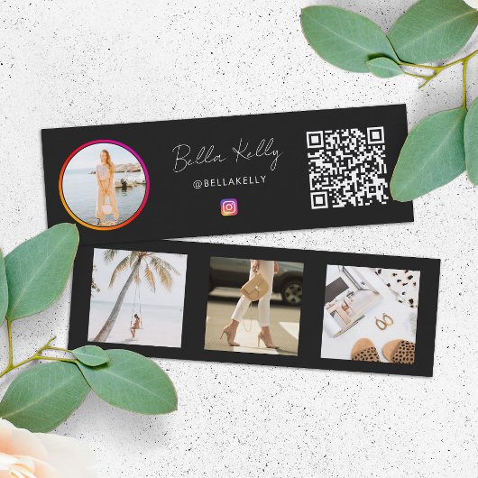 Instagram Foto Social Media Influencer Black Mini Visitenkarte