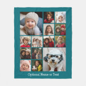 Instagram-FotoCollage - Bis zu 14 Fotos blau Fleecedecke (Vorderseite)