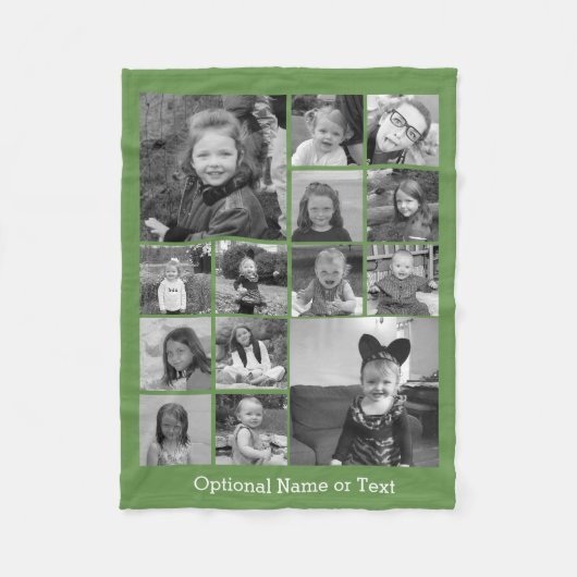 Instagram-FotoCollage - Bis zu 14 Fotos grün Fleecedecke (Vorderseite)