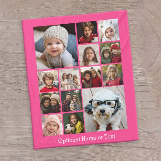 Instagram-FotoCollage - Bis zu 14 Fotos rosa Fleecedecke