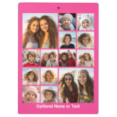 Instagram-FotoCollage - Bis zu 14 Fotos rosa Klemmbrett (Rückseite)