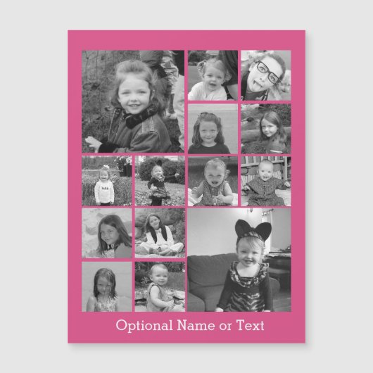 Instagram-FotoCollage - Bis zu 14 Fotos rosa Magnetkarte (Vorderseite)