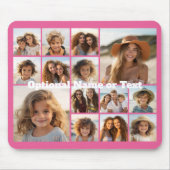 Instagram-FotoCollage - Bis zu 14 Fotos rosa Mousepad (Vorne)