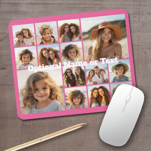 Instagram-FotoCollage - Bis zu 14 Fotos rosa Mousepad