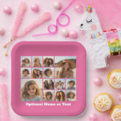 Instagram-FotoCollage - Bis zu 14 Fotos rosa Pappteller (Party)