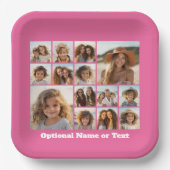 Instagram-FotoCollage - Bis zu 14 Fotos rosa Pappteller (Vorderseite)