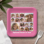 Instagram-FotoCollage - Bis zu 14 Fotos rosa Pappteller<br><div class="desc">Ein Design mit einem farbenfrohen Hintergrund. Nutzen Sie bis zu vierzehn quadratische Foto,  um ein einzigartiges und persönliches Geschenk zu kreieren. Wenn Sie die Bilder anpassen müssen,  klicken Sie auf das Werkzeug anpassen,  um Änderungen vorzunehmen.</div>