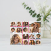 Instagram-FotoCollage - Bis zu 14 Fotos rosa Postkarte (Stehend Vorderseite)