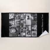 Instagram-FotoCollage - Bis zu 14 Fotos Schwarz Strandtuch (Vorderseite)