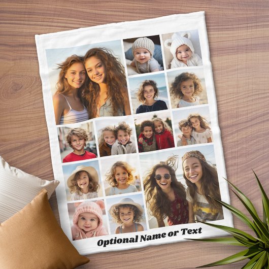 Instagram-FotoCollage - Bis zu 14 Fotos weiß Fleecedecke