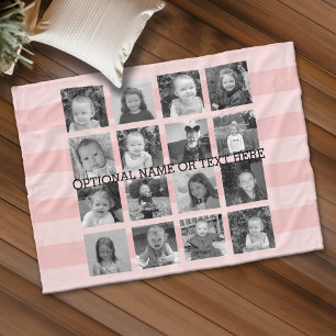 Instagram-Fotocollage bis zu 16 Fotos Blush Pink Fleecedecke