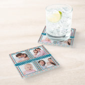 Instagram-FotoCollage Dekoratives Muster Glasuntersetzer (Schrägansicht)