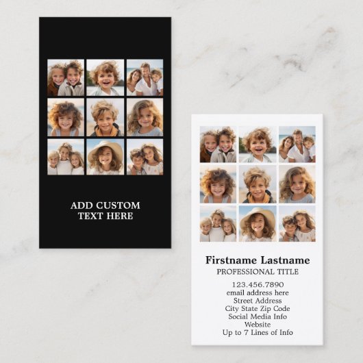 Instagram-FotoCollage mit 9 Fotos Visitenkarte (Vorne/Hinten)