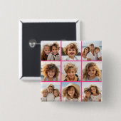 Instagram-FotoCollage mit 9 quadratischen Fotos Button (Vorne & Hinten)