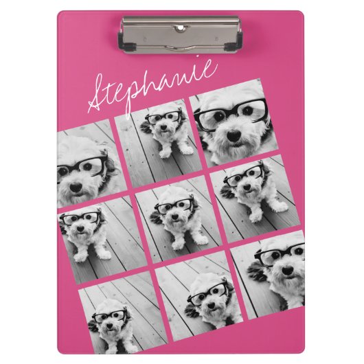 Instagram-FotoCollage mit 9 quadratischen Fotos Klemmbrett (Vorderseite)