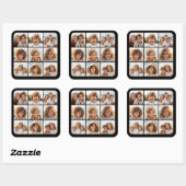 Instagram-FotoCollage mit 9 quadratischen Fotos Quadratischer Aufkleber (Blatt)