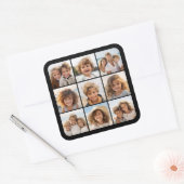 Instagram-FotoCollage mit 9 quadratischen Fotos Quadratischer Aufkleber (Umschlag)