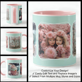 Instagram FotoCollage Moderne Vorlage Aqua C112 Tasse