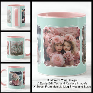 Instagram-Fotocollage Modernes Template Aqua C112 Tasse