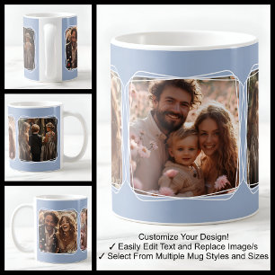 Instagram-Fotocollage Modernes Template Blau C410 Kaffeetasse