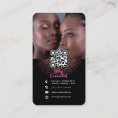 Instagram Glitzer Neon Pink Afrikanisches Haarflec Visitenkarte (Rückseite)