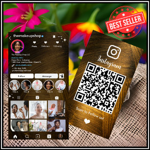 Instagram Gold- und Schwarzmetall-QR-Code Visitenkarte