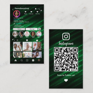 Instagram Green Honeycomb QR Code Social Media Visitenkarte