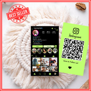 Instagram Haarstylist Limette QR Code Soziale Medi Visitenkarte