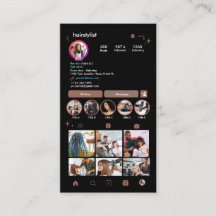 Instagram Haarstylist Terrakotta QR Social Media Visitenkarte