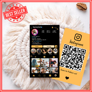 Instagram Hair Stylist Peach QR Code Social Media Visitenkarte