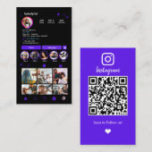 Instagram Hair Stylist Violet QR Code Social Media Visitenkarte (Vorne/Hinten)