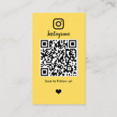 Instagram Hair Stylist Yellow QR Code Social Media Visitenkarte (Rückseite)