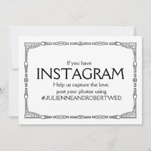 "Instagram Hashtag" Art Deco Stil Hochzeitsschild