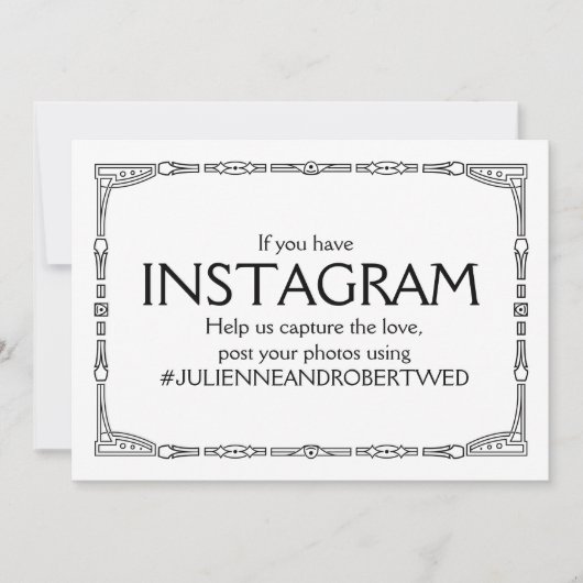 "Instagram Hashtag" Art Deco Style Wedding Sign (Vorderseite)