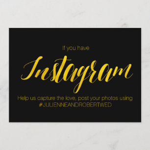 "Instagram-Hashtag" Faux-Goldfolie-Hochzeitsschild Einladung