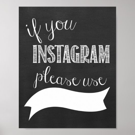 Instagram Hashtag Hochzeitskhalkboard Poster (Vorne)