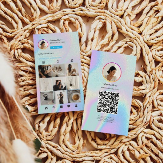 Instagram Holographic QR Code 10 Foto Grid Visitenkarte