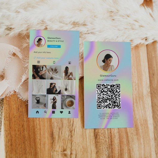 Instagram Holographic QR Code 10 Foto Grid Visitenkarte
