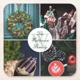 Instagram Hygge Weihnachten Saison Foto Collage Rechteckiger Pappuntersetzer