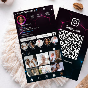 Instagram Influencer Black QR Code Social Media Visitenkarte