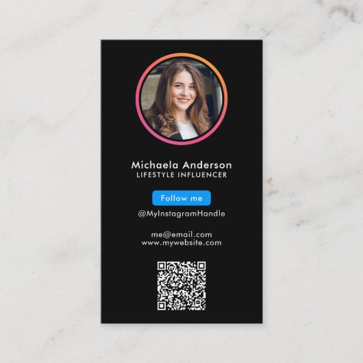 Instagram Influenzus QR Code Visitenkarte (Vorderseite)