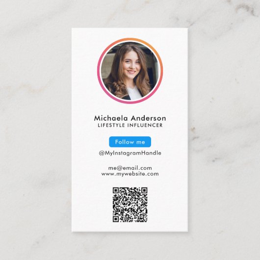 Instagram Influenzus QR Code Visitenkarte (Vorderseite)
