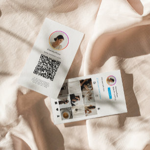 Instagram Ligh Theme QR Code 10 Foto Grid Visitenkarte