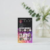 Instagram Lila Glitzer QR Code Social Media Visitenkarte (Stehend Vorderseite)