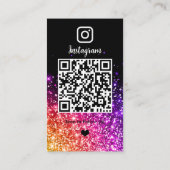 Instagram Lila Glitzer QR Code Social Media Visitenkarte (Rückseite)
