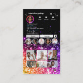 Instagram Lila Glitzer QR Code Social Media Visitenkarte (Vorderseite)