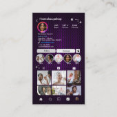 Instagram Lila Honeycomb QR Code Social Media Visitenkarte (Vorderseite)