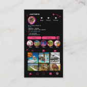 Instagram LUXURY Pink & Black Marble Agate QR Visitenkarte (Vorderseite)