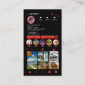 Instagram LUXURY Red & Black Marble Agate QR Visitenkarte (Vorderseite)